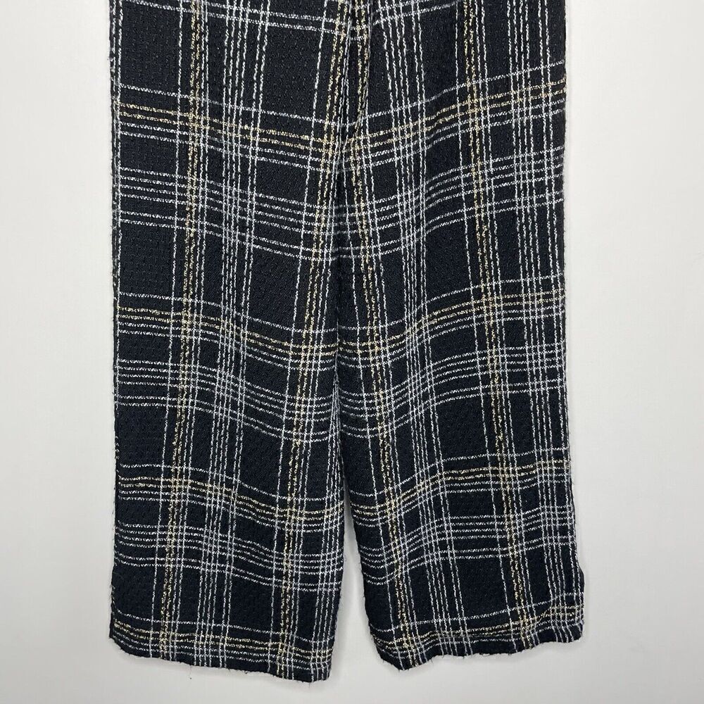 SLATE & WILLOW Pants Womens Small Black Tweed Wide Leg Trousers Plaid - Picture 12 of 15